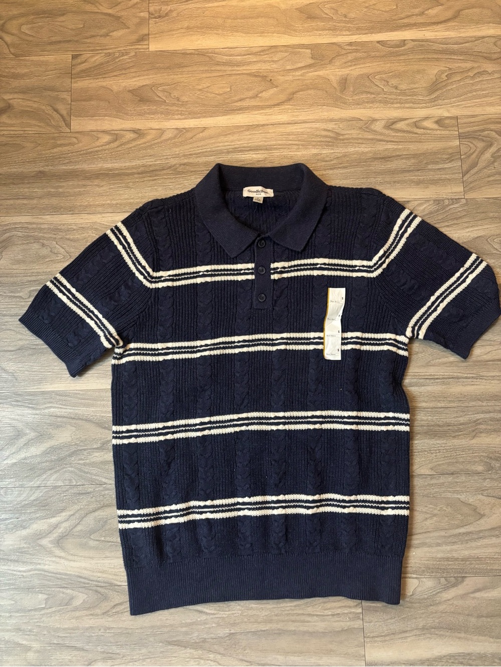 Goodfellow & Co Navy Polo with White Stripes
